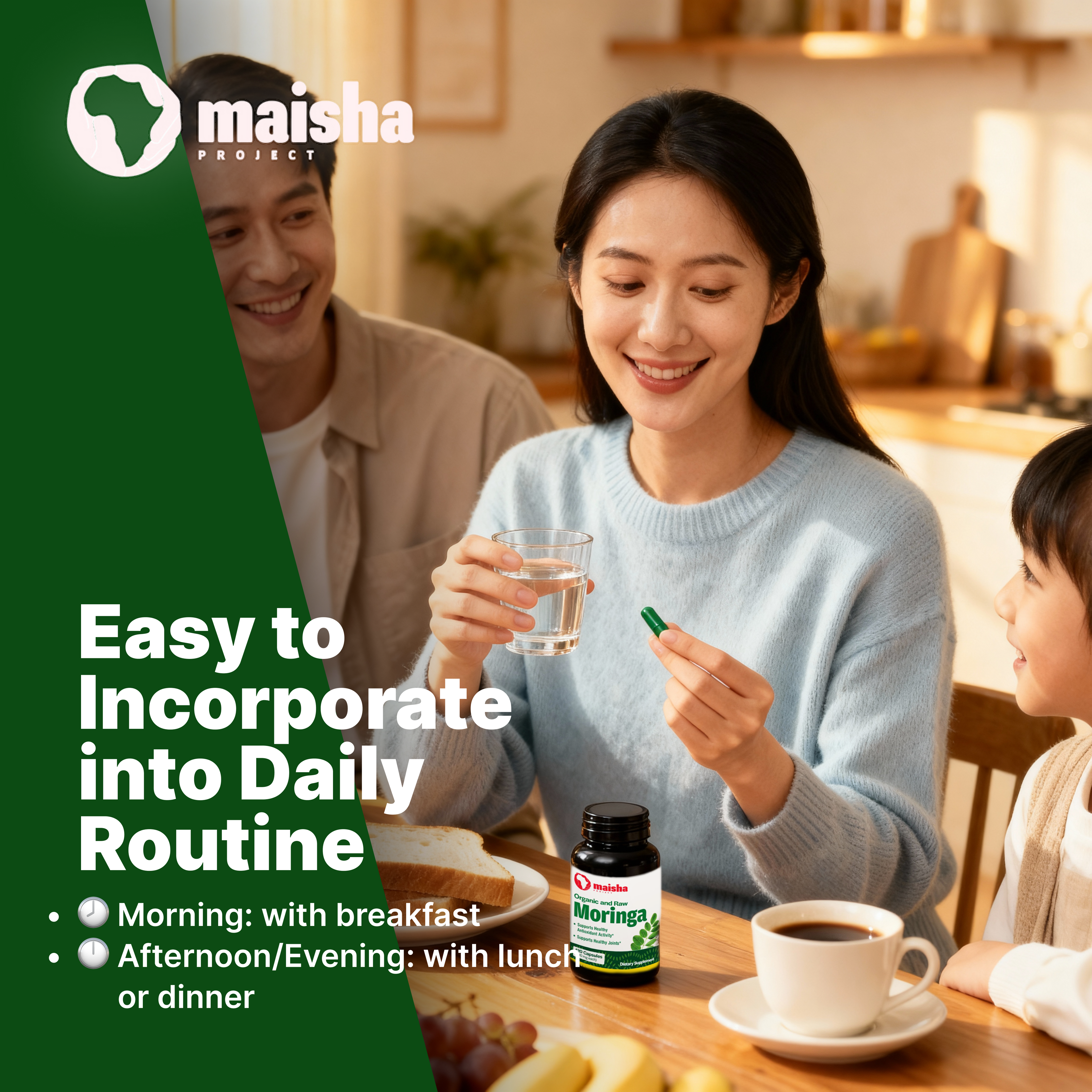 Moringa Capsules (120 x 500 mg, Vegetable Capsules with Organic Powder)