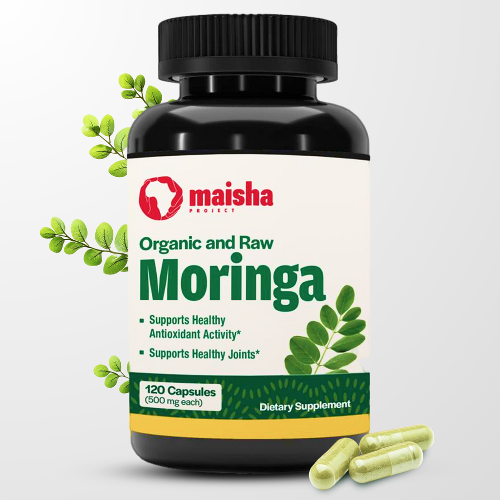 Moringa Capsules (120 x 500 mg, Vegetable Capsules with Organic Powder)